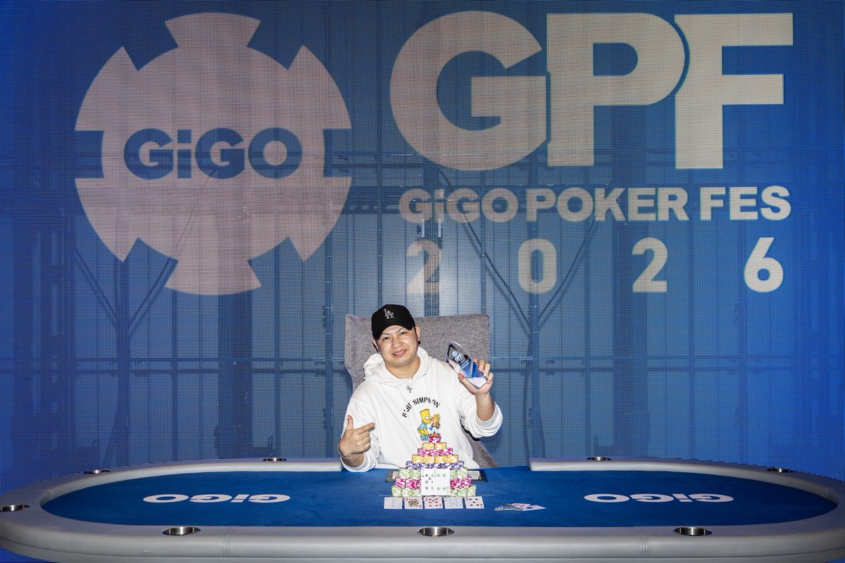 GiGOPOKER_FES's tweet photo. GiGO POKER FES 2026
NLH Main Event 
Winner バカラ社長様

おめでとうございます🎉
GiGO EDGEとして初開催のイベントにて
総エントリー250人の中からの優勝者になります✨

#GiGOPOKERFES #GiGOpoker https://t.co/vypgaaXdfh