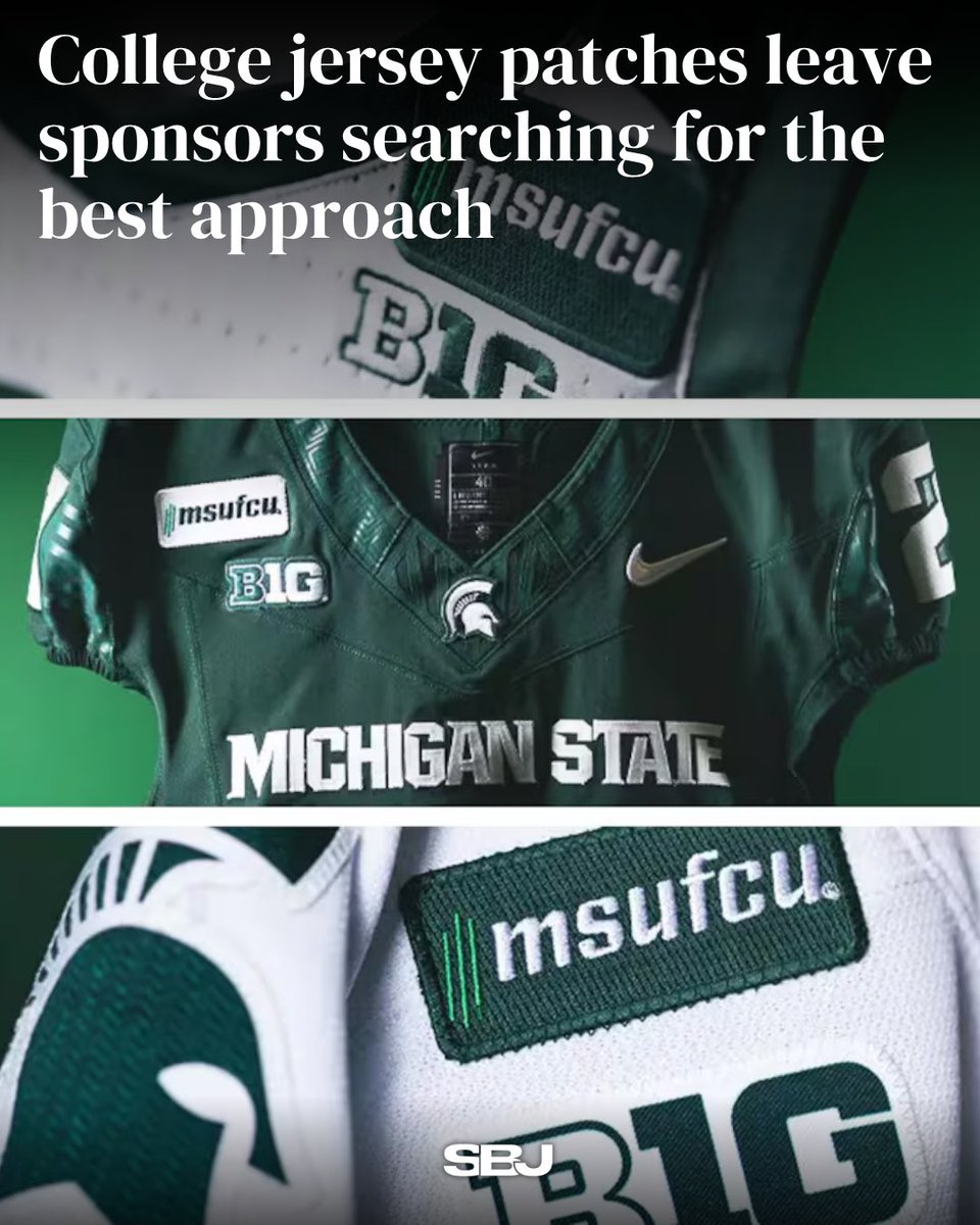 SBJ's tweet photo. With college football kicking off Aug. 29, schools are rushing to market newly approved uniform patch inventory. 

Most schools are expected to bundle rights across all sports, while only a select few may sell football and basketball separately.

MORE: https://t.co/mDR4Jqyp2C https://t.co/aaQVYggGMt