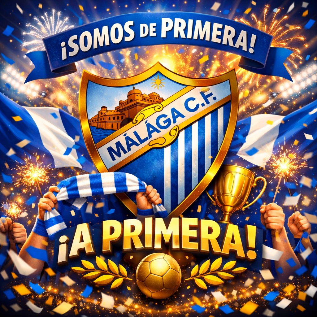 CristiCC's tweet photo. Y el @MalagaCF es de Primera!!! Vuelve 8 años después a la élite después de todo por lo que ha pasado. ¡Enhorabuena al equipo! 
Sois increíbles. 
¡¡¡Gracias!!!
El fútbol te ha devuelto donde te correspondía ☺️⚽
#desenlacelaligahypermotion https://t.co/KxgaWkRFze
