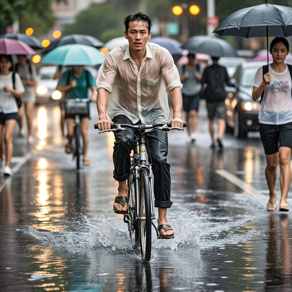 KIPLeon3's tweet photo. A stranger stopped to help me fix my broken bike on a rainy street this morning. Random kindness makes my whole day brighter. https://t.co/pVmyotLMdZ