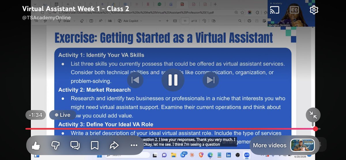 odeyprincessa's tweet photo. Learning. Growing. Building. ✨
Today’s VA class focused on identifying skills, researching potential clients, and understanding remote work opportunities.
One step at a time. 💻🤍@TechSphereAcad 
#VirtualAssistant #LearningJourney https://t.co/aSzNA3BLwh