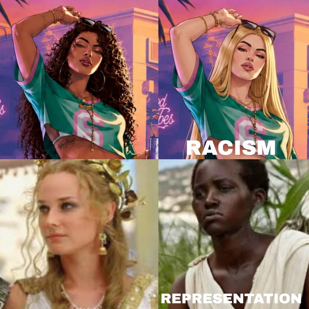 BlazeonOfficial's tweet photo. There is a huge problem on Internet with Black people and I will be very blunt about it.

Black people systematically blackwash established characters in media, video games, mythology, even h istory, as a form of "representation".

Whenever the opposite happens? Its called racism! (Oh no!!!)

Fuck it. Lets talk about it. Full gloces off.

It's not like a Jpeg of a future video game should matter more than... I dunno, an actual mythological figure that already exists that represents a culture?

But I can give more examples on the second slide. Majority of these characters were from already established IP's, it being series, movies, video games, mythology or even history but all of them got changed for the sake of "Representation".

The truth is? It is simply blackwashing of white characters. It's as simple as that.

And these are the people that get mad when latinas (not even blacks you fucking racist fucks, that's not an ebony, that's a latina).

Black culture had given nothing to the world itself other than the invention of Peanut Butter and Mud Huts.

White people have invented about 70-80% of the technological advancements worldwide. Not even that but we also created tons of stories, poems and such that get passed through generations, which do matter. 

This is the reason why we have our own cultures. They come from somewhere. We even invent our own stories of easily recognizeable characters as parallels to our stories.

But black people don't have that. A lot have still the same mud huts ever since 500 AD. And don't blame colonization that began in 15th century across continents, when slave trading was already a thing between black people ever since the 7th century you incultured fucks.

Perhaps instead of giving no shits about school you would've learned this shit in history class. Have you ever thought about that or is your failed life choices also to blame on socio-economic problems?

This is why I cannot take it seriously when a black person victimize themselves.

"We Wuz Kangz n shit".
Kangz of what? The only good historical figure yall had was Shaka Zulu, and I doubt most of you know of him. Motherfucker got killed by his own brothers for being too insane.

The entire Zulu Empire completely destroyed itself through many changes in leaders and their armies until they had their complete anihilation on the Anglo-Zulu War.

It wasn't the Colonizers who fucked your weakened-asses. It was you fighting amongst each other!!! Something that still happens in the 21st century due to retarded gang fights and killing each other for no fucking reason. You guys were ALWAYS VIOLENT towards anyome, INCLUDING YOUR OWN.

But yes. Colonialism bad. White people bad.

It's so obnoxious seeing so many people chimp the fuck out just because people dared making a blonde girl, an asian or redhead version of the same body type a latina has (not even ebony but yall too stupid to know the difference between an ebony and a latina).