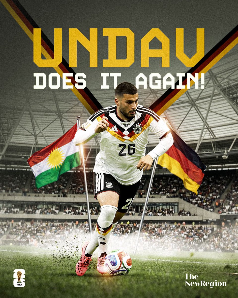 thenewregion's tweet photo. Undav continues to write history at the World Cup!

The German-Kurdish player scores his second goal in the tournament after coming off the bench. https://t.co/fmJL2sL4qn