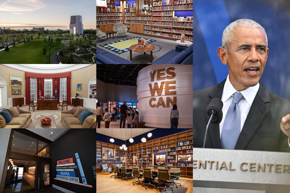 politikosit's tweet photo. 🇺🇸 Giorni fa Obama ha inaugurato il “Barack #Obama Presidential Center” a Chicago, un complesso che comprende un museo, una replica dello Studio Ovale, una biblioteca pubblica, un parco giochi, un centro sportivo e un orto. Il progetto è costato circa 850 milioni di dollari. https://t.co/sodF8oM3kv