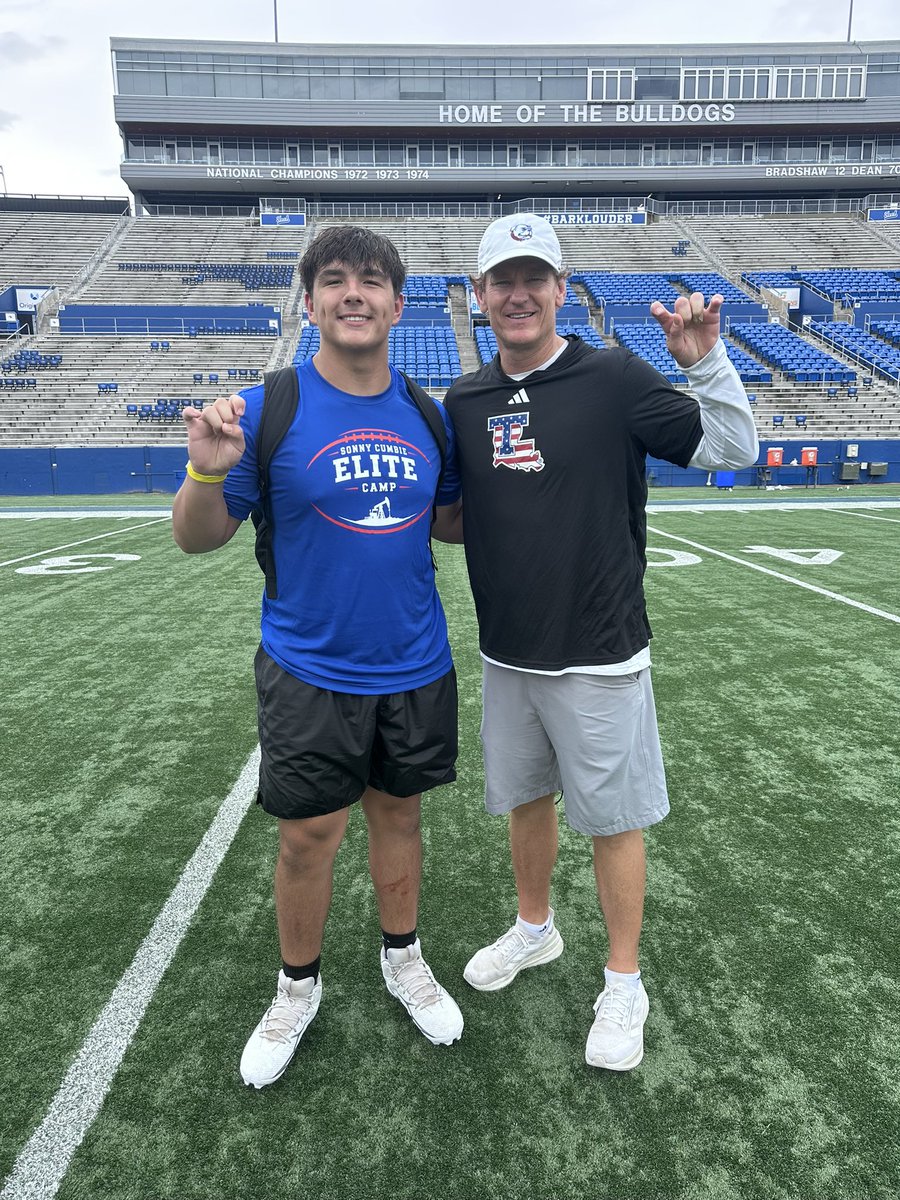 SmithJaxin2028's tweet photo. Had a great time at the @LATechFB camp today! Had some great conversations with @Bigvin78 and Coach Cumbie. Grateful that I was able to come out and show my skills and meet and talk with these coaches. Go Dawgs! #GoDawgs

@CoachNate_Young @JustinApod @SchwartzAthSpot @SidelinePreps @TopPreps
@GBRRecruits @BootBallerz
@RecruitLouisian #work #latech #football #recruit #oline