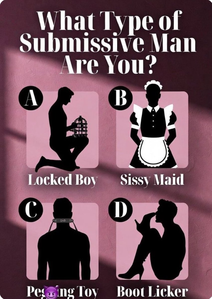 Mistresses62751's tweet photo. What type of submissive man are you ? https://t.co/KMpxFerB7g