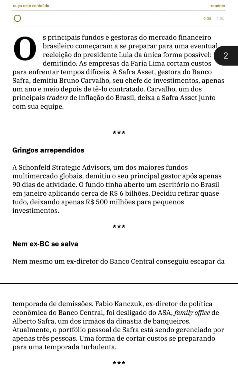 opapoeconomico's tweet photo. "Principais fundos e gestoras do mercado financeiro começaram a se preparar para uma eventual reeleição do Lula da única forma possível: demitindo" https://t.co/vM2vpXjtUJ