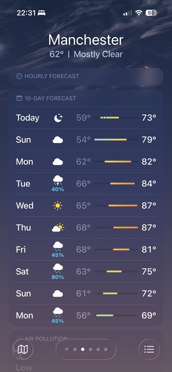 Olli43's tweet photo. This is the second time ive ever been in Manchester and again it’s hitting a delightful 30c (87f) this coming week.  Man I could get used to this!!
(I definitely wont reply to this in the future and I expect this to continue forever.) 😎 https://t.co/JsuQrE3S3B