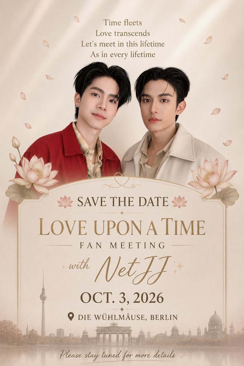 NetJJFanbaseGer's tweet photo. 🪷 Save the Date 🪷

Net &amp; JJ are coming to Berlin🖤🧡 
More details will be announced soon,  keep an eye on @PanoSpotlight for official updates  - or follow this account for all the latest news and reminders. ✨

See you on October 3, 2026!
#netjj https://t.co/ZwlAM26Mh9