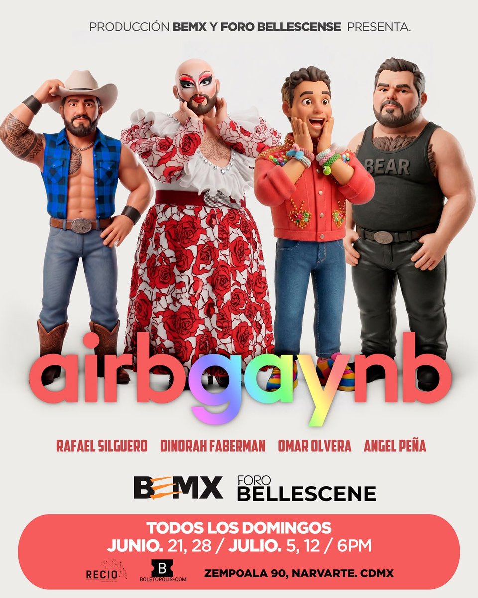 NichoBearsBar's tweet photo. 🏳️‍🌈 ¡GANA CORTESÍAS para ver #AirbGAYnb! 🎟️
Para participar:
1️⃣ Síguenos
2️⃣ RT este tweet

Daremos un par de pases dobles 👀
📍 Narvarte, CDMX
📅 Domingos de junio y julio — 6PM
#CDMX #Teatro #Pride https://t.co/sW32S5m9Mm