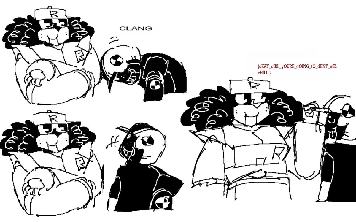 07ConstructJ's tweet photo. Crash dummy helmet bump of affection But it hurts really bad Ow Ow oW Ow Ow stop that [GODCOIL VOICE https://t.co/0ejUzwmZpt