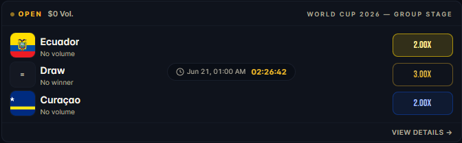 Wcup26Token's tweet photo. 🏆 World Cup 2026 predictions are LIVE on $WCUP!

⚽ Ecuador 🇪🇨 vs Curaçao 🇨🇼

$WCUP
https://t.co/QIbupcvqJP
8uyt2M978pnk1D78ixtvyERq73aGHWDP7HYx7W1qpump https://t.co/dfQ76AEQjO