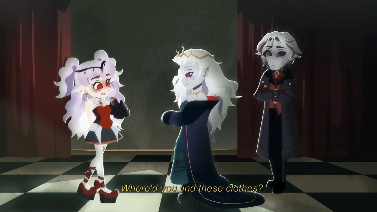 MISSROSSWEISSE's tweet photo. i need everyone and their mothers to watch hatifas’ new vsmp animation bc im obsessed . these character designs have my jaw on the floor i need more people to talk abt this hello https://t.co/3vHXG50sNV