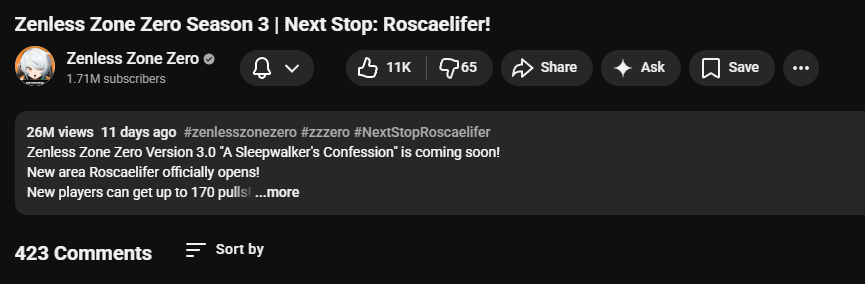 RBeacon53585's tweet photo. @davyf992 Wait until you find out about youtube ads and how they work. Why does the ZZZ trailer have almost 4x the views but less than half the likes? And a third of the comments? They just ran a lot of ads, it's quite simple. https://t.co/QhHqOoVdB8