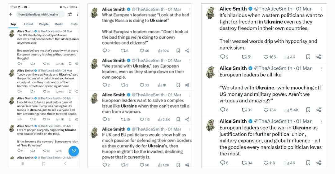 nickreeves9876's tweet photo. Musk amplified a claim that Stalin, Mao, and Hitler didn't murder millions of people - public sector workers did.

The claim came from TheAliceSmith, an account parroting Russian propaganda account, via Rothmus, another Russian propaganda mouthpiece Rothmus

Musk has repeatedly amplified both accounts.

Musk is the key orchestrator of Russian propaganda in the West.