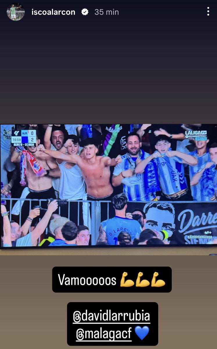 AmaroJonay's tweet photo. ESTO DE ISCO ALARCÓN ES ORO

David Larrubia, jugador del Málaga que le lesionó en pretemporada, sufrió el odio de las redes y no lo pasó nada bien. 

Isco le perdonó y hoy se alegra del ascenso del Málaga mencionado su nombre en su historia de Instagram #LALIGAHYPERMOTION https://t.co/XT0seRGJJK