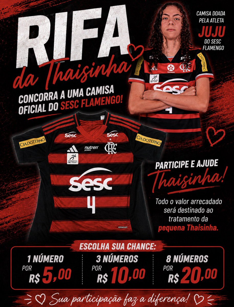 tuitabrendinha's tweet photo. cadê os torcedores do sesc? 🗣️🗣️🗣️

como todo o amor a juju nos deu essa camisa pra fazer a rifa, ainda se propôs em ajudar em toda a divulgação. ❤️
@PortalSescFla 

LINK DA RIFA: https://t.co/XRpLOjsbID https://t.co/gSGKDt4n7m