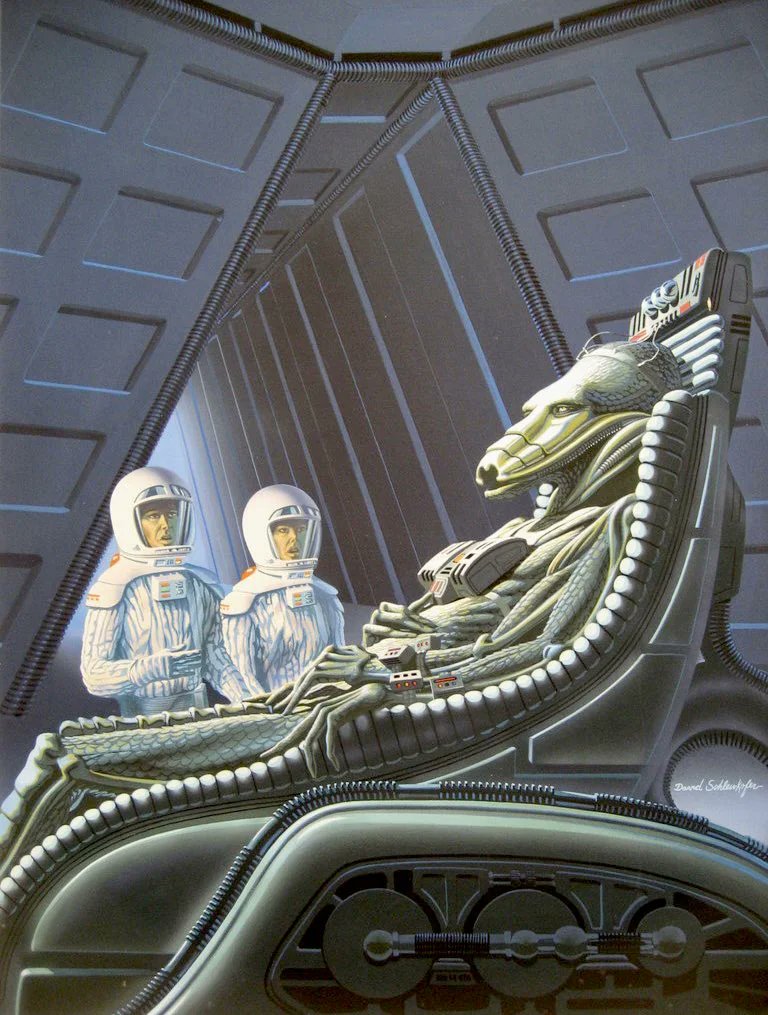 SciFiArchives's tweet photo. Art by David Schleinkofer commissioned by Berkley Books for Robert Silverberg’s book Across a Billion Years but never used (1969) https://t.co/1HujIdnItx