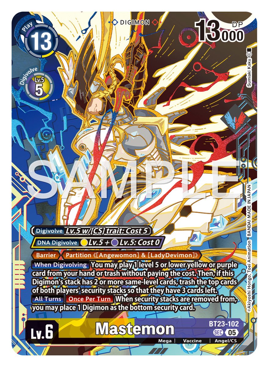 digimon_tcg_EN's tweet photo. [REVEALS]

Hello Digimon Tamers!
Today's alt-art card is [BT23-102 Mastemon]!

TAMER'S EVOLUTION CARD SET -NEXUS OF DIGIMON- [PB-24]
https://t.co/AOCp3iNDY8

#DigimonCardGame https://t.co/vQ51ORLOld