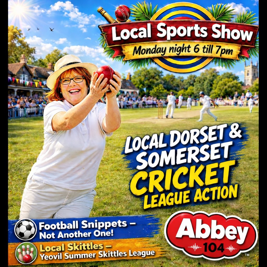 CathyJaneSport1's tweet photo. On Monday night's @Abbey_104 #LocalSportsShow sponsored by @_yellowbox : @sherbornecc @ComptonhouseCC @YeovilCricket @Ilminstercc @YTFC @yeovilsummer plus loads more! We're at the crease from 6. https://t.co/0auOQCuZgi