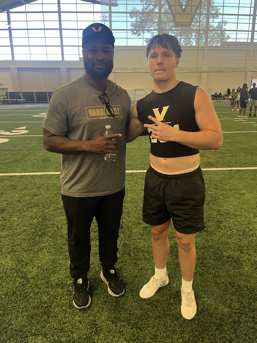 CaseyBAnderson's tweet photo. Vandy camp today! Amazing camp today, I really enjoyed the competitive drills. Thank you @CoachMuh_Lank @Coach_JA33  for your time and instruction.

I plan to continue improving my craft and hope to attend a game this upcoming season https://t.co/Ij420c20YX