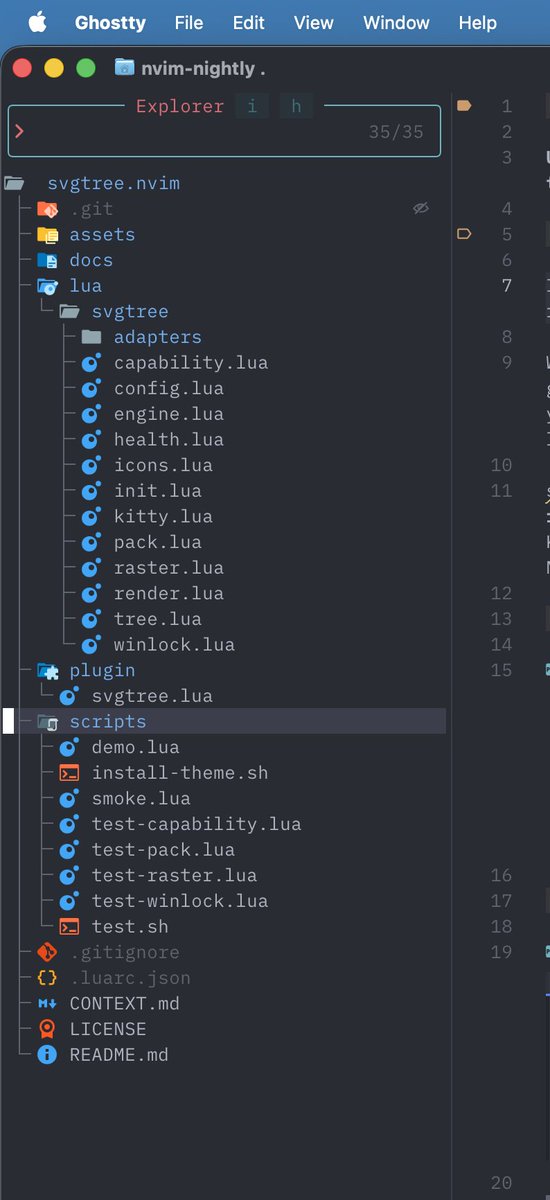 hundredbillio's tweet photo. The worst thing about switching from VSCode to Neovim?
-- the horible looking icons in the file tree.

If you have ever wished for svg icons in your neovim file tree - here you go.

https://t.co/71TDWQEtX9 https://t.co/aEcFz99WRz