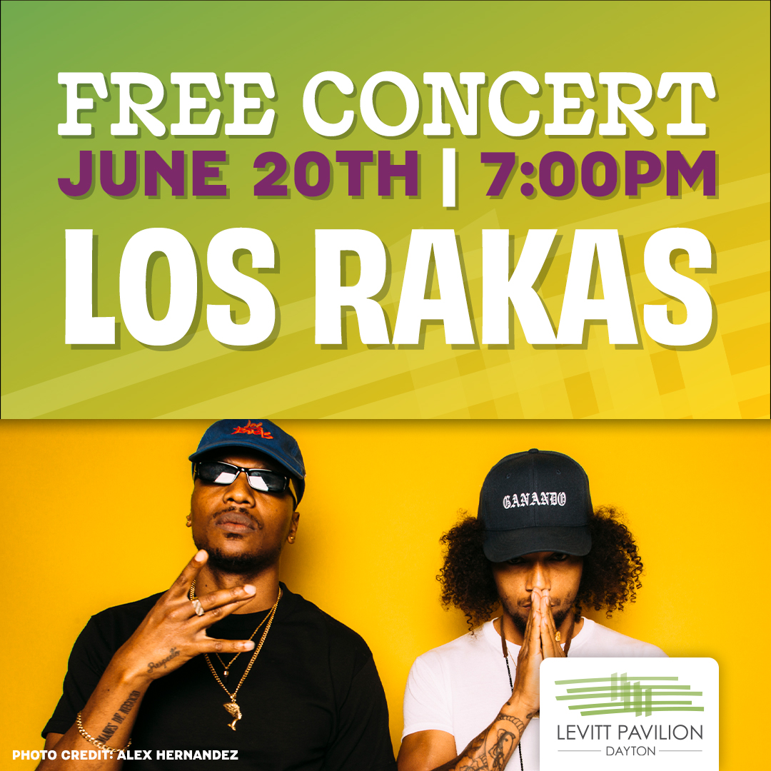 LevittDayton's tweet photo. Tonight! 🔥

Los Rakas bring hip hop, reggaeton &amp; dancehall to Levitt Pavilion Dayton with opening artist Isai Morales.

Part of the Projects Unlimited &amp; Wyse Family Foundation Gem Series and supported by WYSO &amp; The Dayton Hispanic Chamber of Commerce.

Free. All are welcome. 🎶 https://t.co/pgBLbvkszW