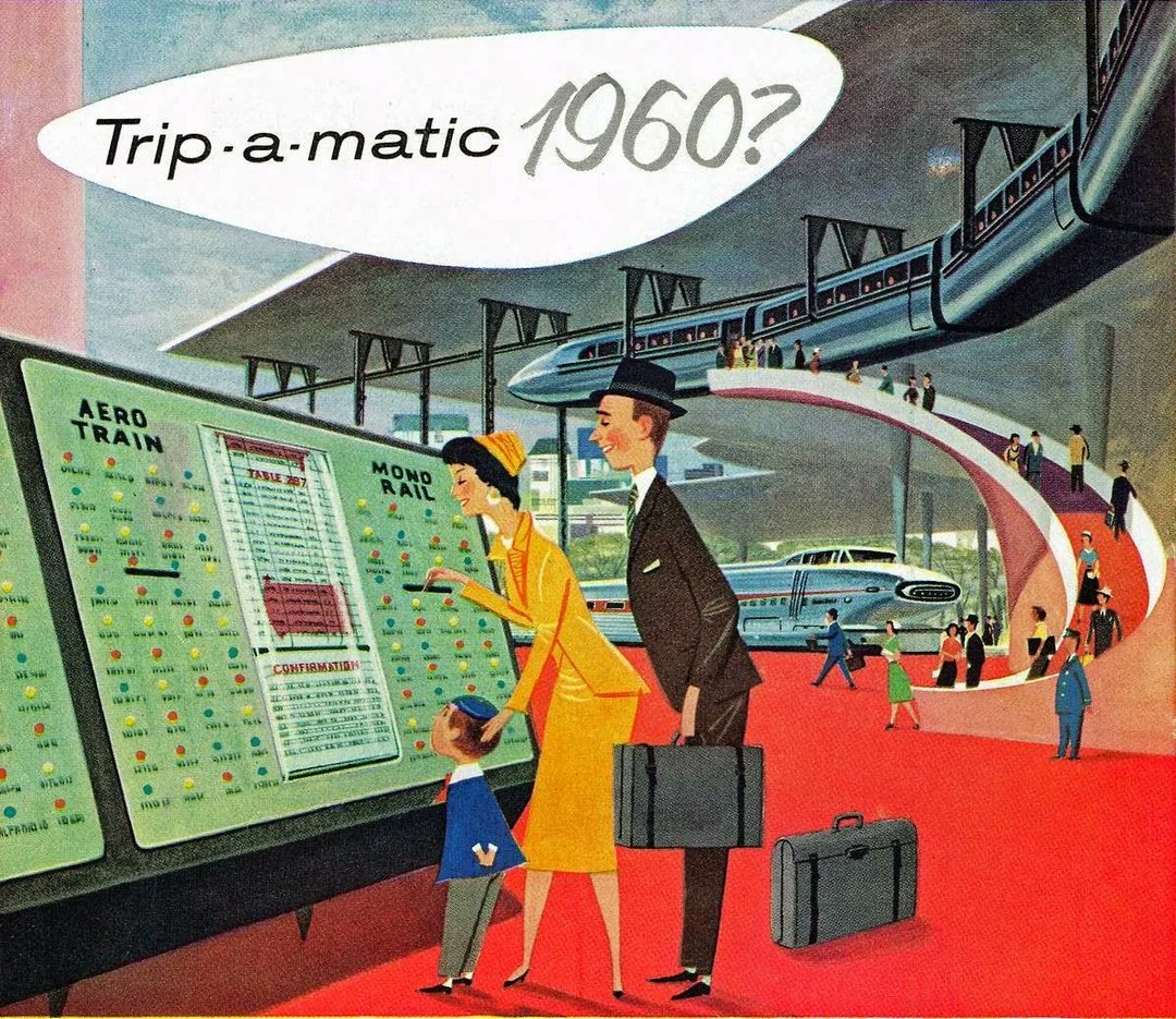 SciFiArchives's tweet photo. Concept art from the 1950s envisioning what the next decade would be like https://t.co/xH2JkrnK3u