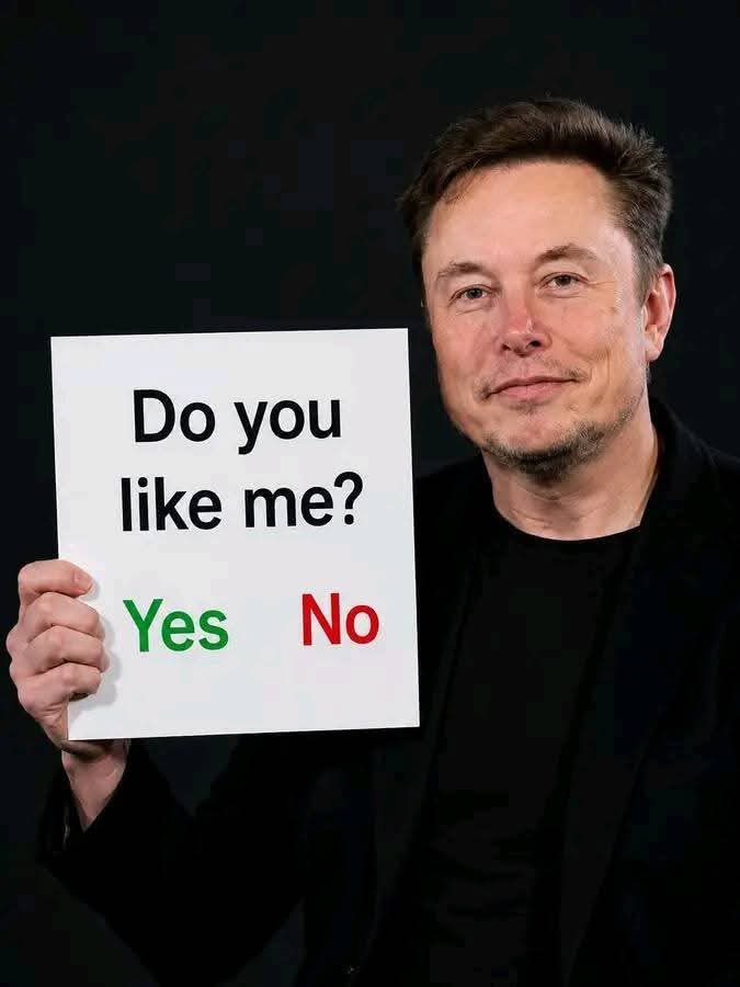 Mr_Rocket826's tweet photo. Be honest 👇 

What's your opinion of Elon Musk? 😎

A) Love him 🚀
B) Like him 👍
C) Neutral 🤔
D) Not a fan 👎 https://t.co/jYcK40cYJA