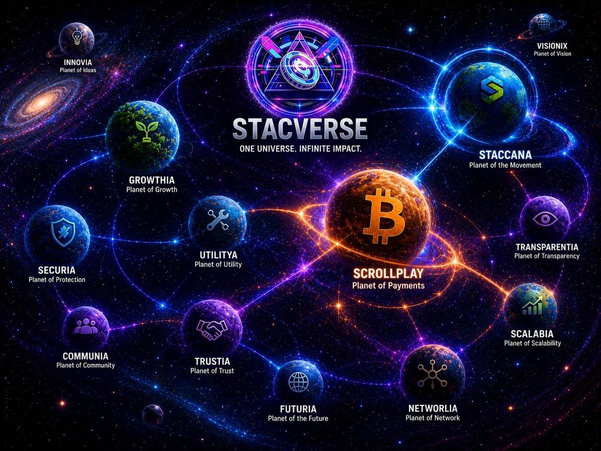 stacverse's tweet photo. StacVerse: Staccana | Scrollpay

🌌✨ Welcome to the STACVERSE where innovation, trust, utility, growth, transparency, community, and payments unite to create a stronger digital future.

At the center of this universe are Staccana 🌍 and ScrollPay ₿, powering a decentralized ecosystem built for real-world impact.

🚀 Innovation
🌱 Growth
🔒 Security
🤝 Trust
👥 Community
💡 Utility
📈 Scalability
🌐 Network
👁 Transparency
🔮 Future
One Universe. Infinite Impact.
#Staccana #ScrollPay #STACVERSE #CryptoEcosystem #Web3 #Blockchain #Payments #Innovation #CommunityDriven #DeFi #Solana #FutureOfFinance $Scroll @NotRealCashper @stacverse @scrollpayy