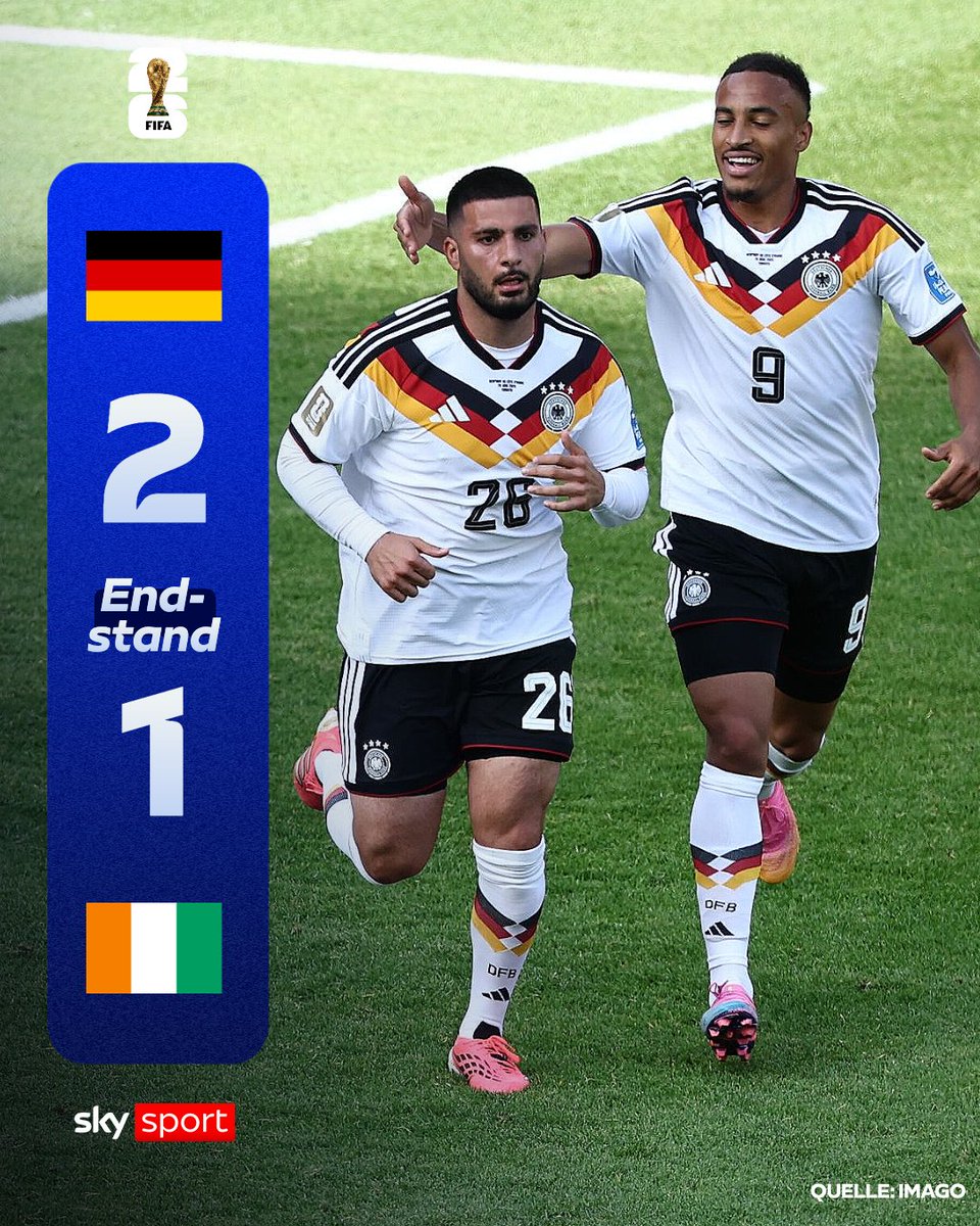 SkySportDE's tweet photo. NO WORDS!!!! DENIZ UNDAVVVVVVVVV 🇩🇪🇩🇪🇩🇪 Der 29-Jährige schießt uns in der Nachspielzeit zum 2:1-Sieg gegen die Elfenbeinküste. 🔥🤝

↪️ Damit ist Deutschland jetzt schon sicher in der K.o.-Runde.

#SkySport #DFBTeam #Undav https://t.co/bqMr45k8zV