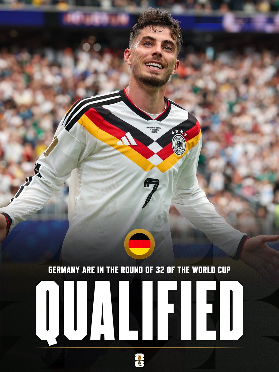 FabrizioRomano's tweet photo. 🚨🇩🇪 OFFICIAL: Germany qualify to FIFA World Cup Round of 32. https://t.co/rFZT6HAaAx