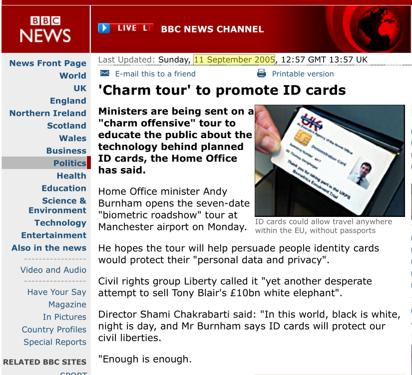 DemonsDestroyer's tweet photo. @UnityNewsNet Andy Burnham in 2005 went on a "charm tour" to promote Tony Blair's Digital ID... 21 years later and he's about to replace the worst PM in history having done all the dirty work for him. AI Data centres, Palantir deal &amp; Digital ID in place as we speak advertised on LBC etc... https://t.co/hyv7GZjfjr