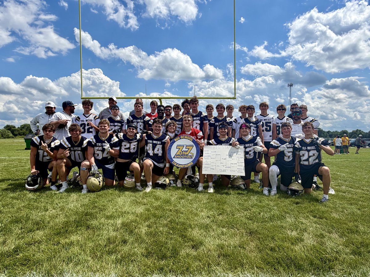 TriWestFootball's tweet photo. Great day of football for our guys! Brought home the championship! Big thanks to @MOPIFootball for hosting the event! And HUGE thanks to all of our fans that came out to support the program today!!!#GoodThingsBruin https://t.co/jV7Gckml4g