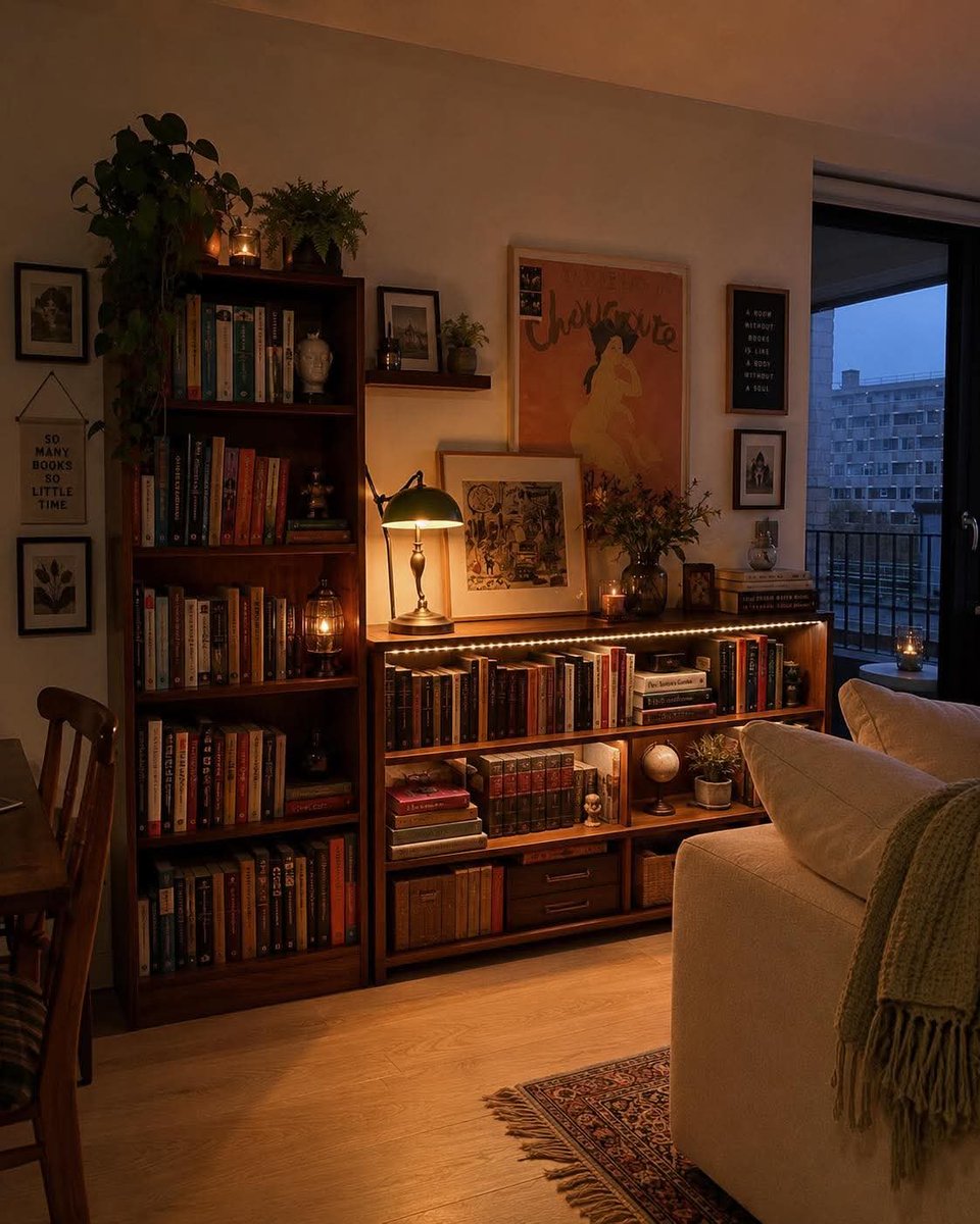 GalvanPero55796's tweet photo. “Built from quiet evenings, overflowing shelves, and the kind of warmth that makes you read, just one more chapter.” 

#EveningVibes https://t.co/o2gEpRrbBt