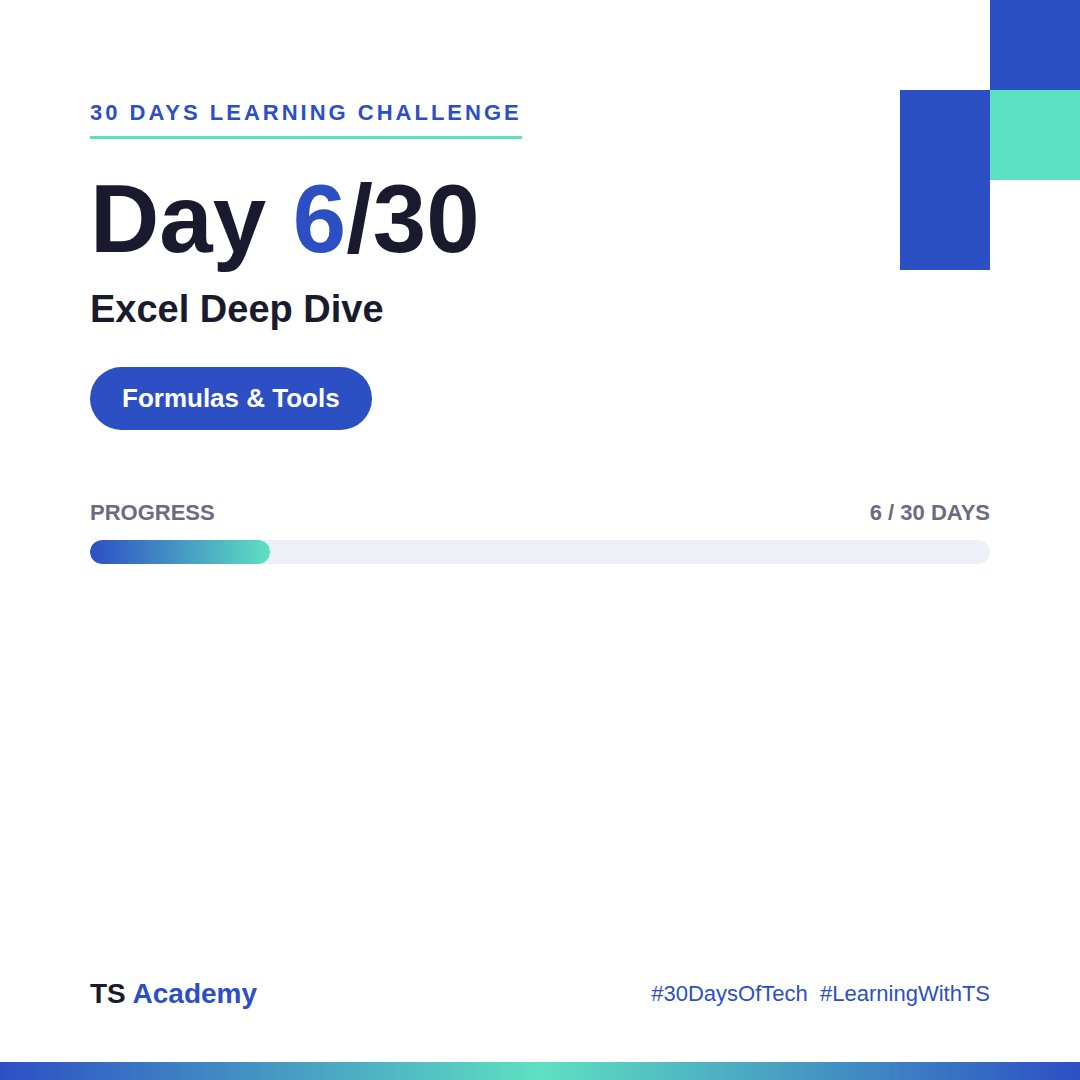 Dev_Michaelx's tweet photo. Day 6/30 📊

Class 2 done ✅
Today: Excel formulas, functions, and tools
Going from "I know Excel" to "I actually understand Excel" 🔥

@TechSphereAcad #30DaysOfTech #LearningWithTS https://t.co/tEHzNtnQMZ