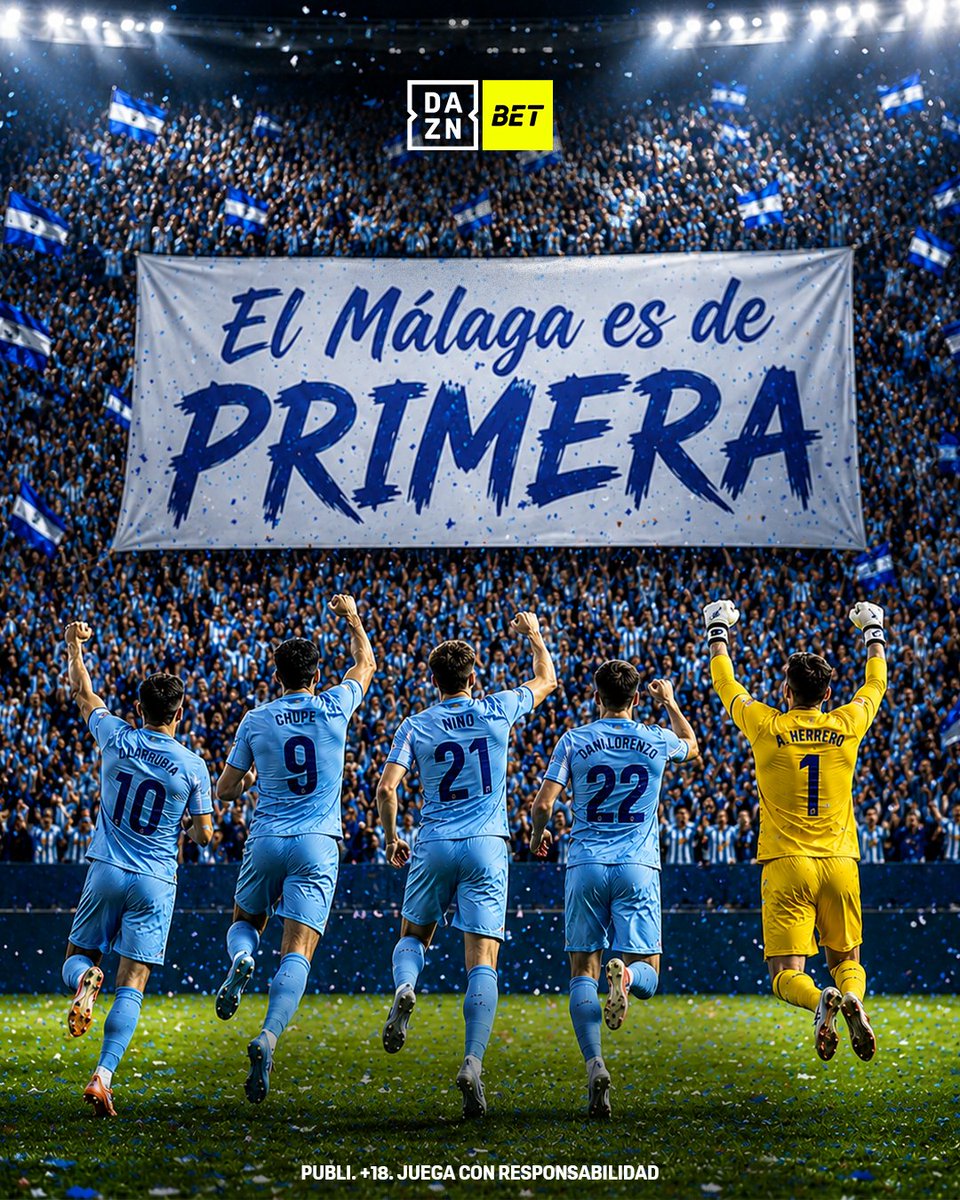 DAZNBetES's tweet photo. El Málaga es equipo de PRIMERA DIVISIÓN 🔥👊

Los andaluces regresan a la máxima categoría del fútbol español ocho años después tras imponerse al Almería 💥

#DAZNBTESPAÑA https://t.co/tPErEeeAFZ