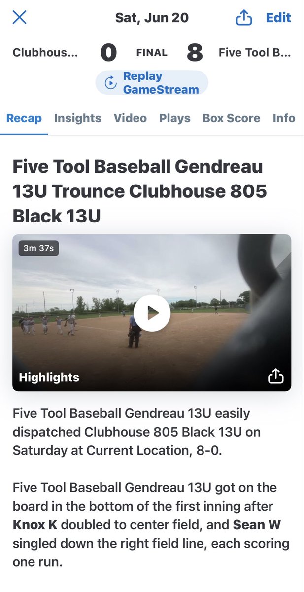 5TOOLMI's tweet photo. Omaha update!  13U 

Out of 112 total teams, we are heading to the D1 platinum championship tomorrow!  

Super proud of these boys and to think a year ago right now we were embarking on our historic Cooperstown championship run! https://t.co/NNL57BsdaQ