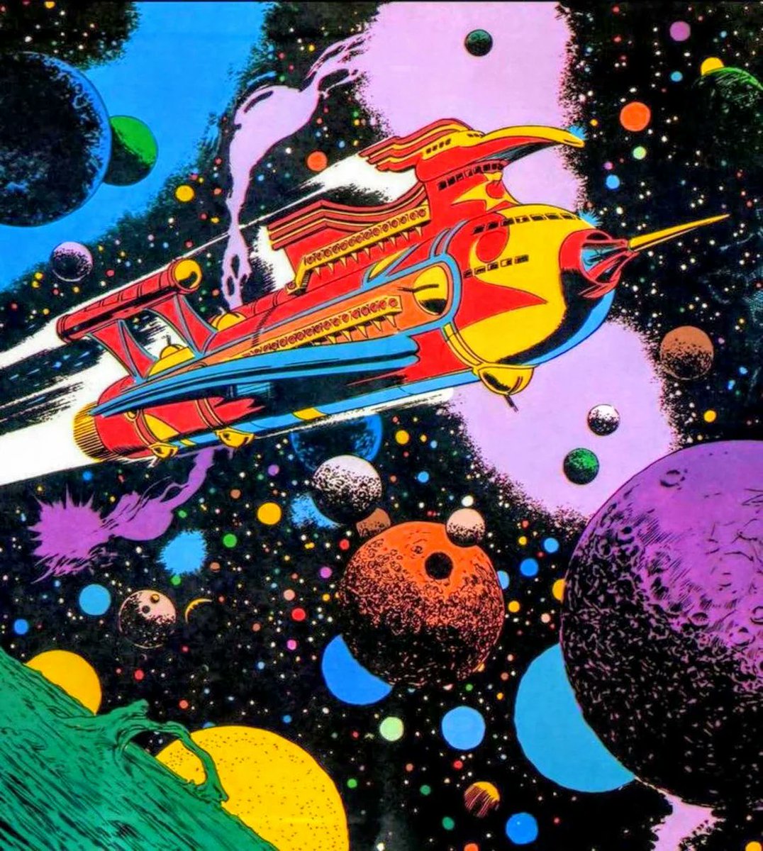 SciFiArchives's tweet photo. Flash Gordon Panorama by Alfonso "Al" Williamson (1979) https://t.co/ntc8jJRbkW