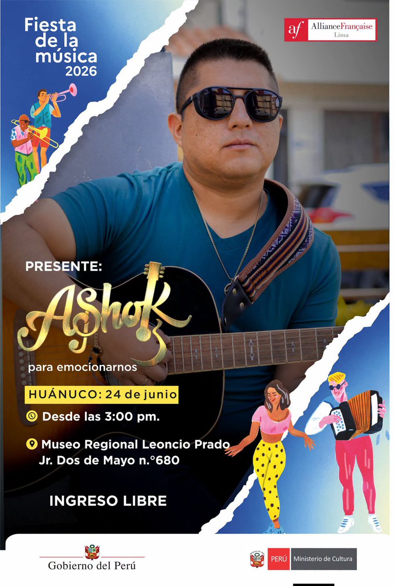 asreca's tweet photo. #ATENCIÓN #Huánuco
🎶✨ ¡𝐕𝐢𝐯𝐞 𝐥𝐚 𝐅𝐢𝐞𝐬𝐭𝐚 𝐝𝐞 𝐥𝐚 𝐌𝐮́𝐬𝐢𝐜𝐚 𝟐𝟎𝟐𝟔! ✨🎶
🌿La Dirección Desconcentrada de Cultura de Huánuco invita a la población en general a participar de la Fiesta de la Música 2026, una celebración cultural https://t.co/5lN3orNPm4
