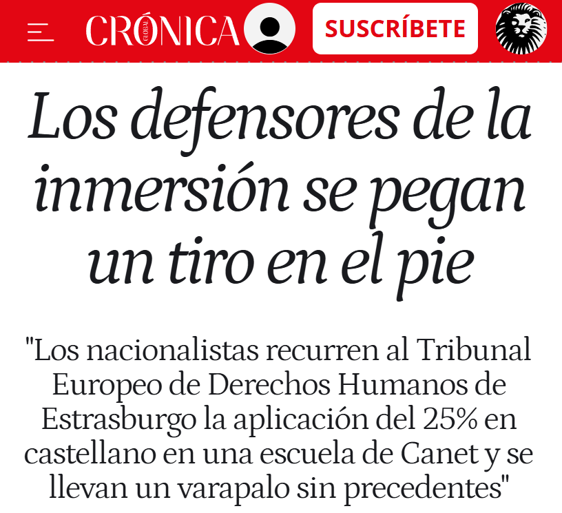 CCivicaCatalana's tweet photo. Imagina que vives en un sitio con 2 lenguas oficiales y vas muy ofendidito a Estrasburgo xq te parece poco un 75% en tu lengua y un 25% en la otra. Exiges que en las escuelas el 100% sea solo en la tuya

En Estrasburgo han alucinado

Los jueces europeos seguro que los puso Franco https://t.co/2AWuRj36g2