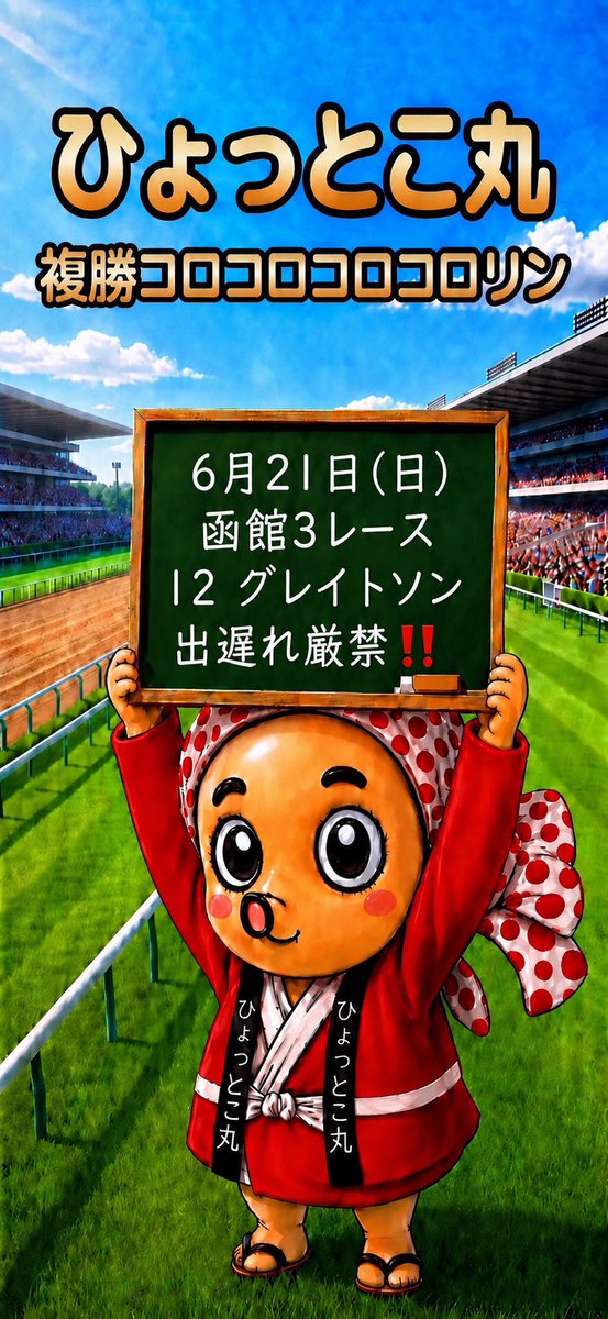 Hyottocomaru's tweet photo. おはようございます🌞
ひょっとこ丸
複勝コロコロコロコロリン🍙
皆さん良い１日を🧚‍♀️ https://t.co/DGaTOCwXbL