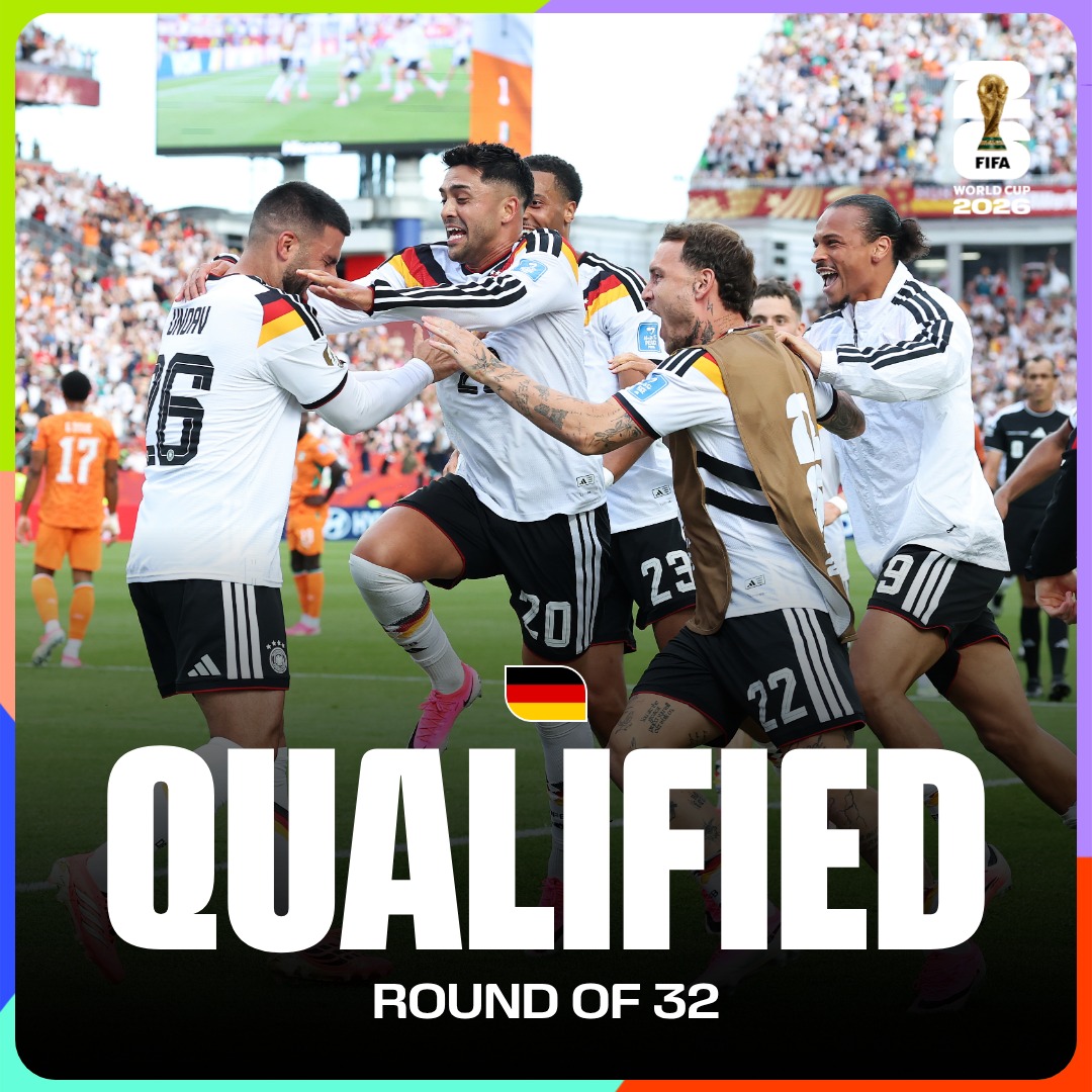FIFAWorldCup's tweet photo. 🇩🇪 Germany have qualified for the Round of 32!

#FIFAWorldCup