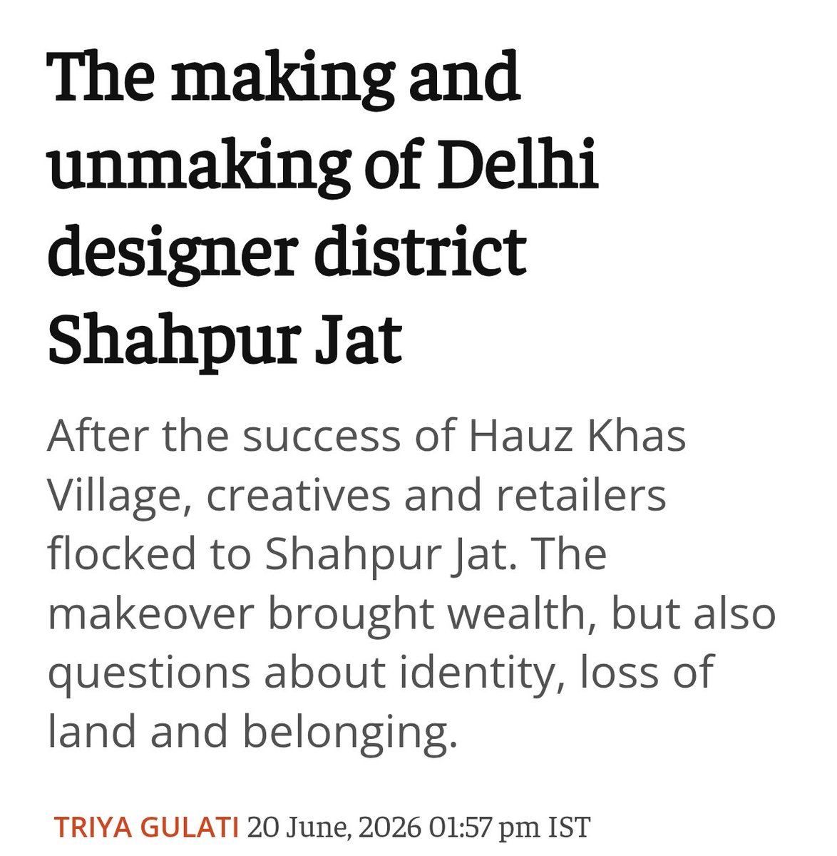 puneetsinghal22's tweet photo. Read Triya Gulati's "The making and unmaking of Delhi designer district Shahpur Jat" for @ThePrintIndia discussing Shahpur Jat Village. 

I am also quoted in it showcasing my concern about the circumstances of the village. 

#DilliDehat

Read it here: https://t.co/mzSI0W2bjI https://t.co/xkD7ABrHTl