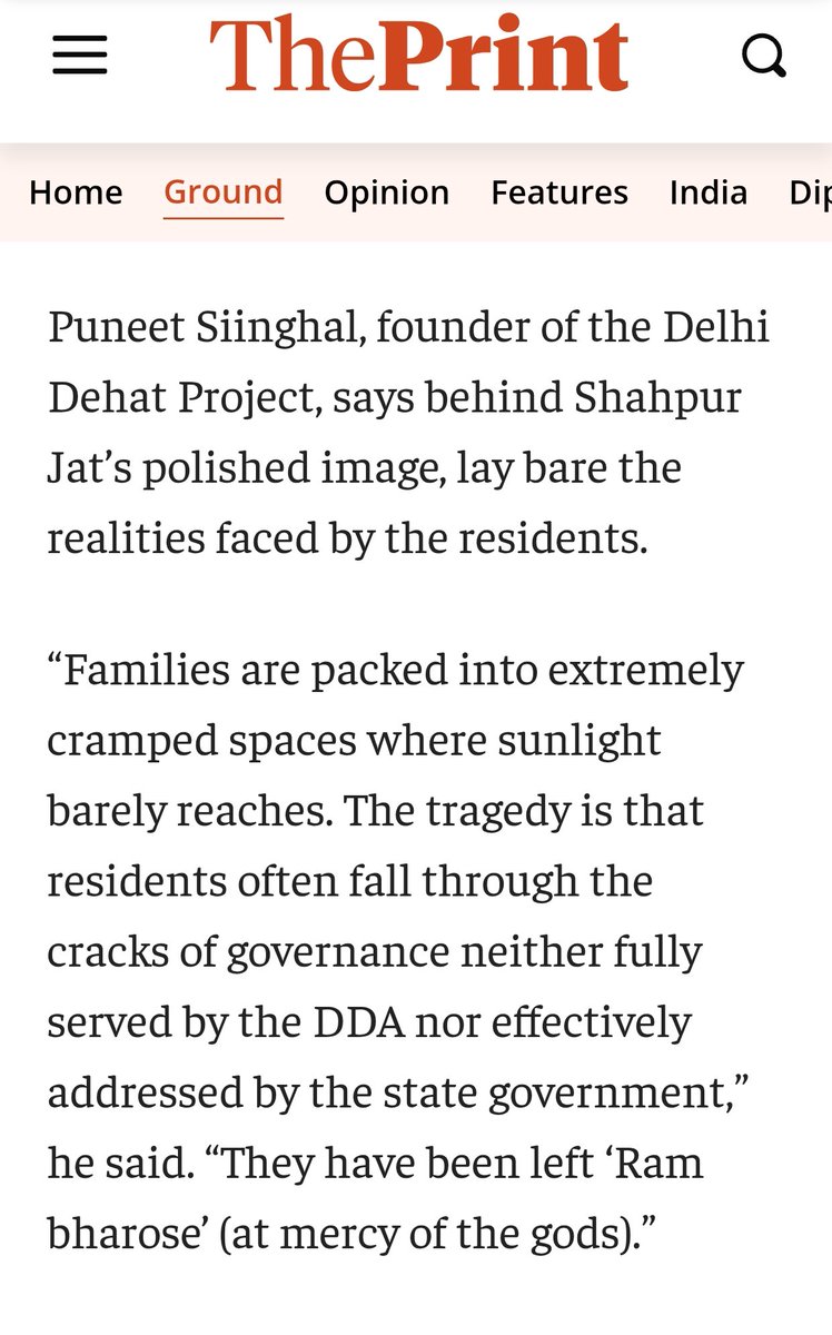 puneetsinghal22's tweet photo. Read Triya Gulati's "The making and unmaking of Delhi designer district Shahpur Jat" for @ThePrintIndia discussing Shahpur Jat Village. 

I am also quoted in it showcasing my concern about the circumstances of the village. 

#DilliDehat

Read it here: https://t.co/mzSI0W2bjI https://t.co/xkD7ABrHTl