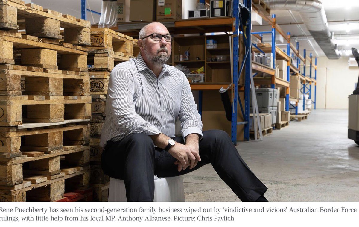 Kate3015's tweet photo. Australian Border Force kills cooking alcohol import firm. 

Rene Puechberty, co-owner of the firm founded by his French-Australian father in 1991 contacted his local member & his local members electoral office kept bumping him off to Tony Burke. And who is his local member @AlboMP!!!!

A family business in Anthony Albanese’s electorate has been driven to collapse by “vindictive and vicious” Australian Border Force tariff rulings, and the Prime Minister has been accused of failing to help.

The Australian revealed in 2025 that GJ Food, which imports European cooking alcohol for use in locally made gourmet foods, had been told by ABF that after 35 years of such imports they were now deemed drinking liquor.

This meant that rather than attracting a flat 5 per cent import tariff applied for more than three decades, the firm faced an additional duty of $100 per alcohol litre, as well as GST, effectively killing the trade.

The Australian can reveal ABF has now gone further, auditing the Leichhardt-based, second-generation migrant family firm and sending it a $2.4m bill for failing to pay the higher tax over the past four years.
https://t.co/PZHRthzw9w via @australian