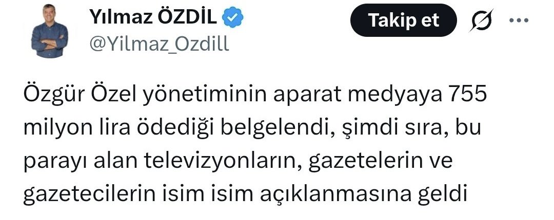 HALISMKA's tweet photo. Lan Yozdil, dinledin mi?
755 milyon soruldu, senin Hain “BİLMİYORUM” dedi. Tüm denetimi elinde olmasına rağmen bulup çıkaramadı. 
Hani kanıtlanmıştı?
Televizyonlarla protokol varmış ve denetlenmiş.
Şimdi açıkla bakalım “kanıtlandı” derken kim ve kimlerden nemalandın?
Kişi kendinden bilir işi Yozdil.