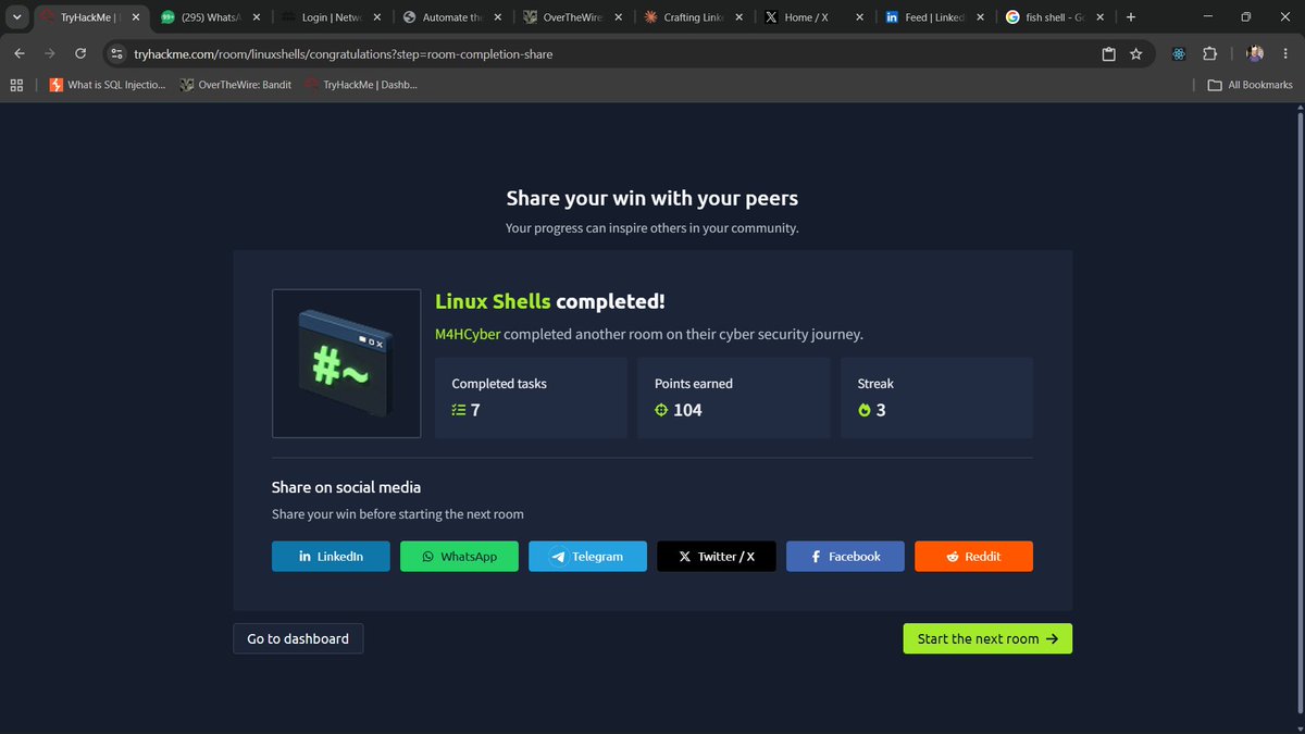 M4HCyber's tweet photo. Big day on TryHackMe π₯
β
Linux Shell β
Networking Concepts β
Networking Essentials
Networking makes sense now
IP Address = house address π DHCP = hotel room assignment, ICMP = checking if someone's home π¨ NAT = one office address for many workers
#Cybersecurity #TryHackMe https://t.co/YugEbtqocu