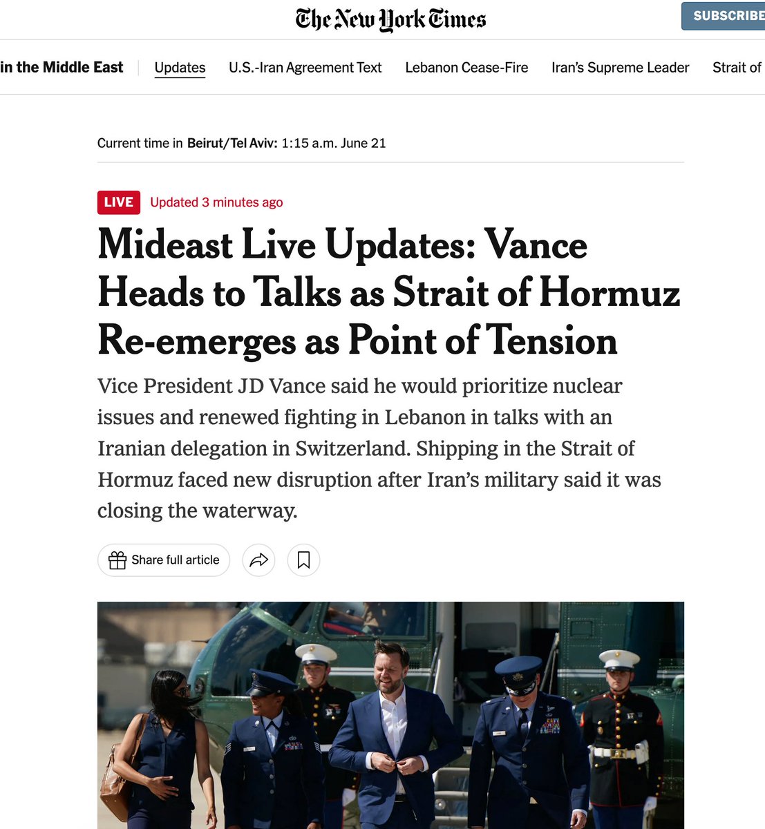 RGBAtlantica's tweet photo. Vance is going to the wrong place, both the US and Israel started this war and both are a party to ending it. Netanyahu broke the peace and the deal within 24 hrs. Maybe Israel is your problem, not Iran. All attacks must stop to make this work. #OpenTheStrait @nytimes https://t.co/BChsCxzDch