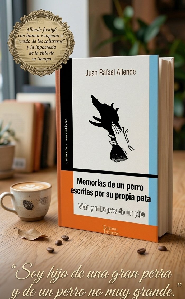 TajamarEd's tweet photo. "Memorias de un perro escritas por su propia pata" y "Vida y milagros de un pije" son las dos novelas picarescas de Juan Rafael Allende que recoge esta edición.

El libro contiene también el único texto biográfico existente sobre Juan Rafael Allende en el cual su autor, Arturo Blanco, reproduce extensos pasajes de una autobiografía que Allende compuso hacia el final de su vida y de la cual el único registro es este artículo.

@TajamarEd
